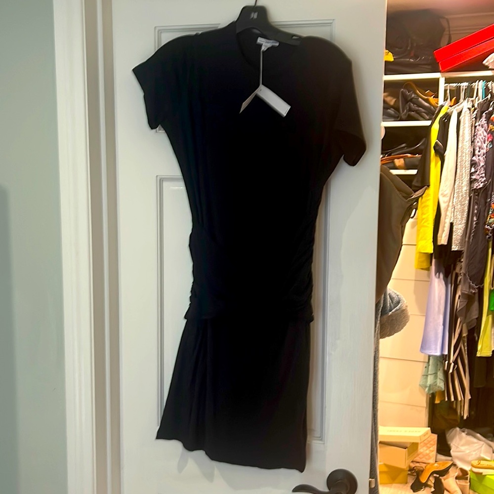 James Perse size 3 /medium-lge black crossbody wrapped dress. Reg$225.00